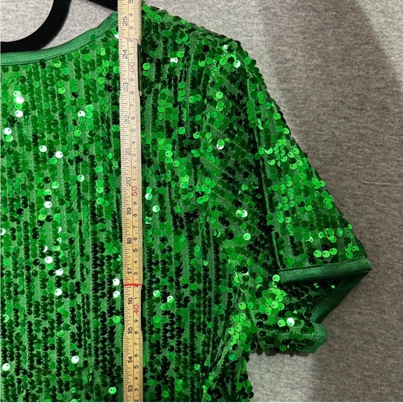 XL Green Sequin Sparkly Top Blouse Anna-Kaci Holiday Christmas Party Glam - Picture 8 of 9